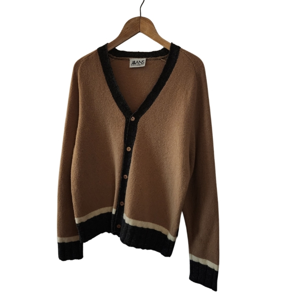Vintage x 90s Dolce & Gabbana J&ANS Striped Camel Wool Knit Cardigan